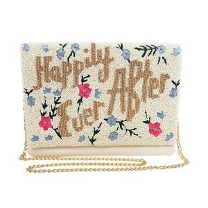Happily Ever After Floral Beaded Clutch with Gold Chain